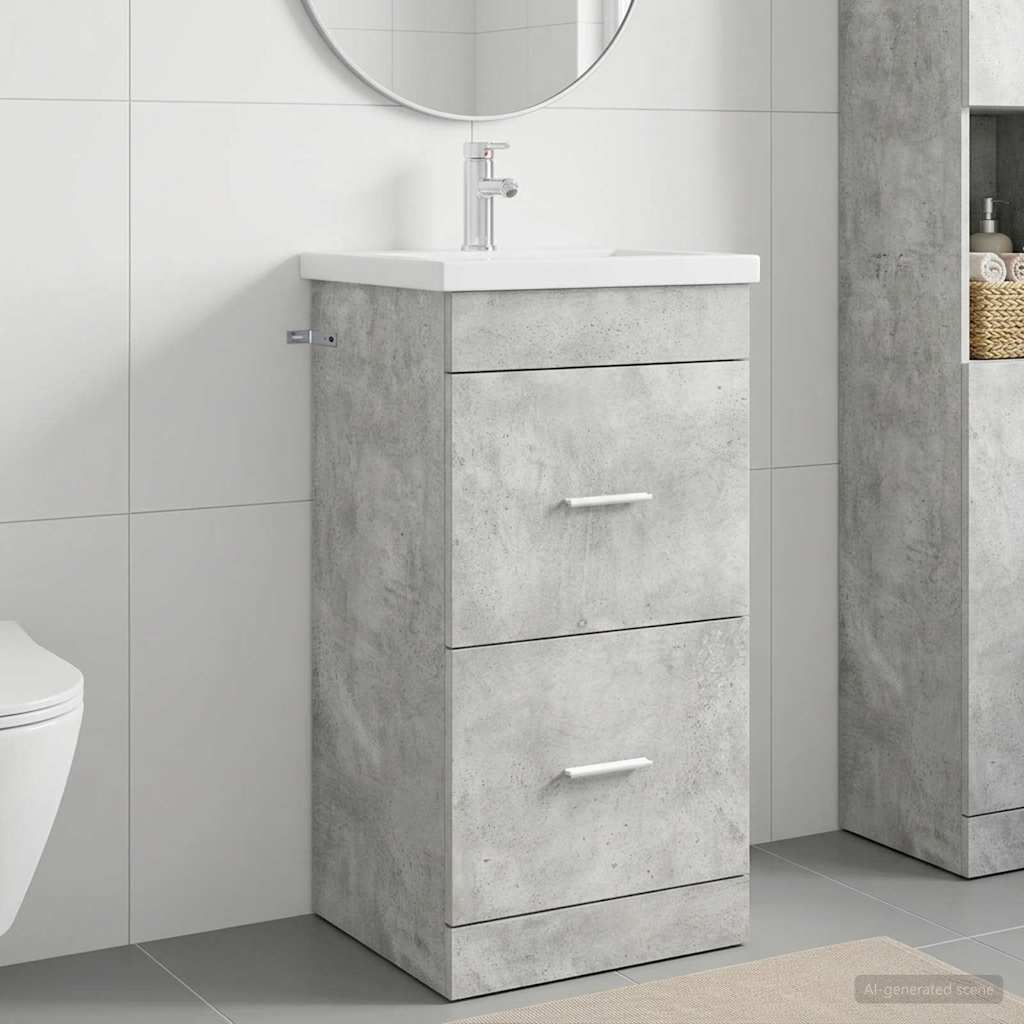 Bathroom Cabinet with Sink Concrete Grey 42 x 40 x 84.5 cm