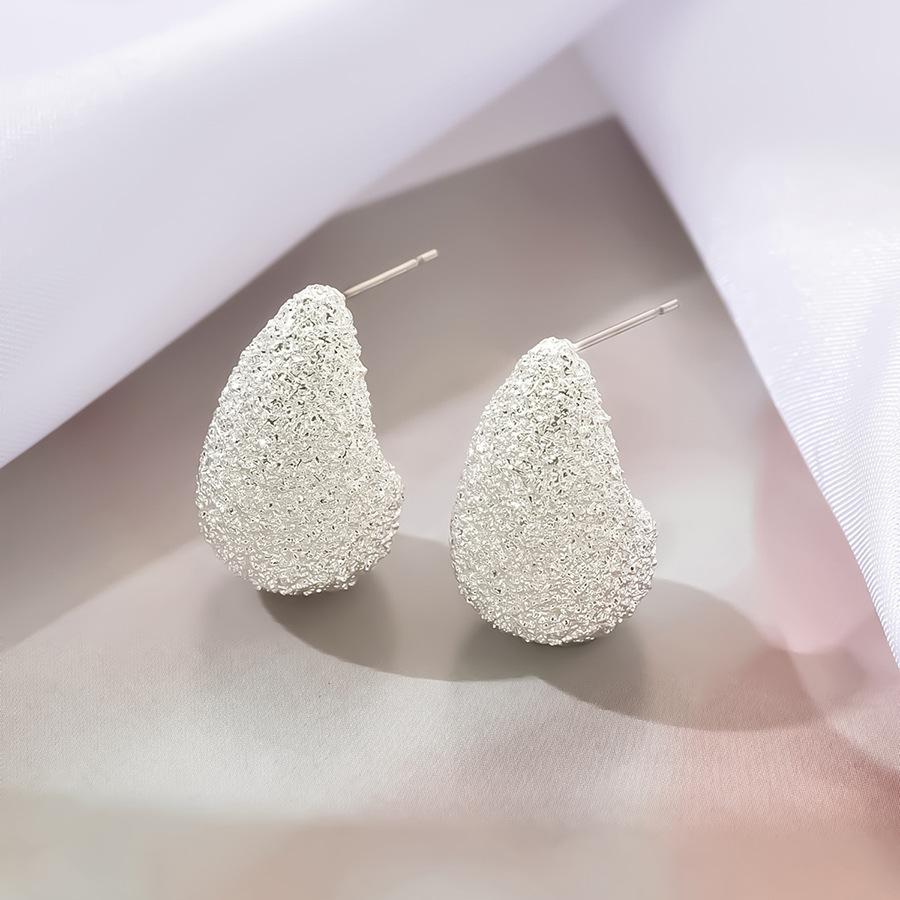 Vintage Matte Particles Water Drop Ear Cuff Earring for Women Simple Irregular Hollow Stud Earrings Jewelry for Party Gift
