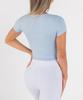 WANNABEZFIT Slim Square Neck Crop Short Sleeve Sky Blue