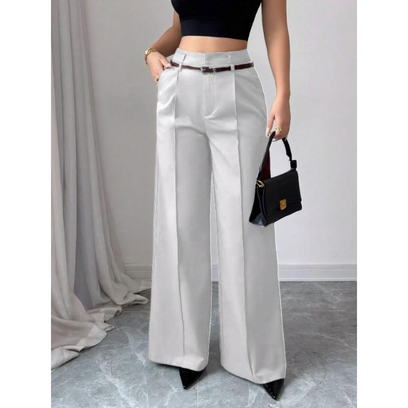 Draperie lejeră și versatilă de vară pentru slăbire, Croială dreaptă high-end cu picior larg, Pantaloni casual cu talie înaltă pentru femei