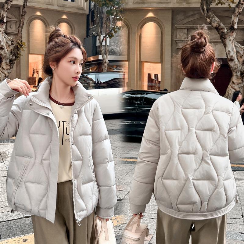 Fashion women's new short down cotton-padded coat, winter small cotton-padded jacket, stand-up collar, thin and thickened coat