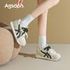 Augusdon 2025 Women's Retro White Ballet Sneakers