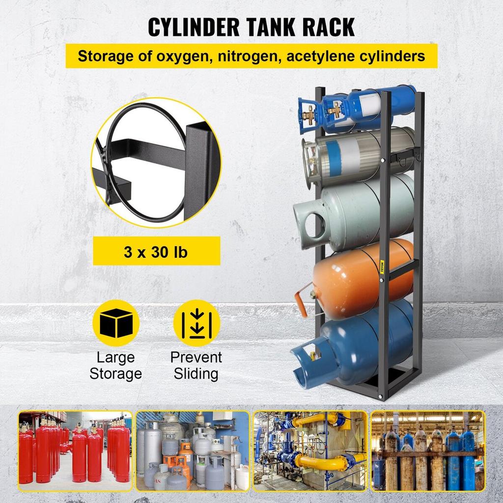 Refrigerant Tank Rack Cylinder Tank Rack with 3-30lb and 3 Small Bottles