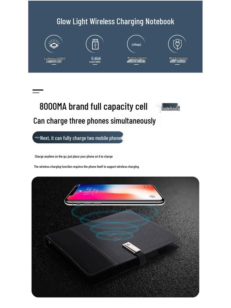Creative Power Bank Notebook with Digital Display and Charging Feature