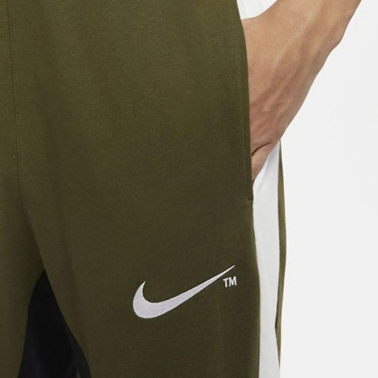 Nike Sportswear Swoosh Color-Block Knit Joggers Men Bottoms Military-Green DD5988-326
