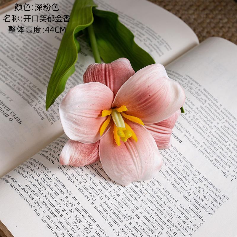 

44cm Flowering Tulip Artificial Plant Tulip Soft Pole Room Dining Table Decoration Wedding Garden DIY Christmas Anniversary Deco 2pcs темно-рожевого кольору
