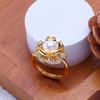 LSOOYH Freshwater Pearl Rings for Women Luxury Wedding Party Gold Color Flower Ring,Birthday Gifts