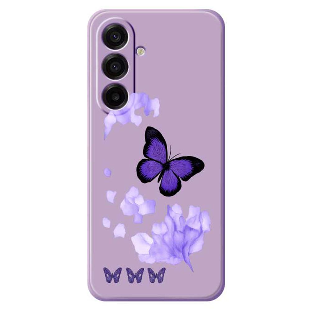 For Samsung Galaxy A17 5G Case Purple Butterfly Pattern Printing Straight Edge TPU Phone Back Cover