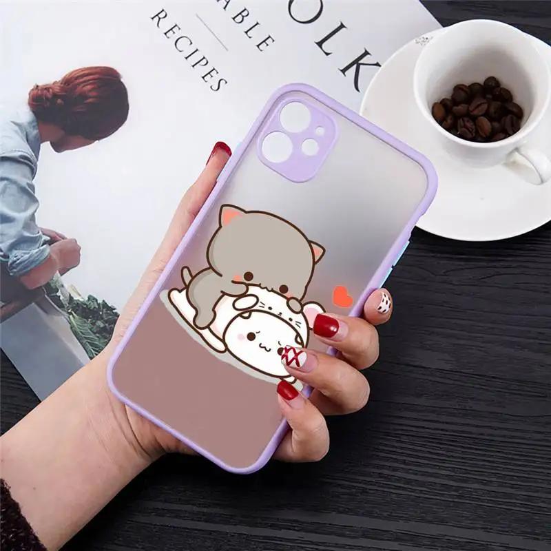 Cartoon Peach Mochi Cat Phone Case For iPhone 11 12 13 14 15 Pro MAX 7 8 Plus Case For iPhone X XS MAX XR Cover Shockproof Funda