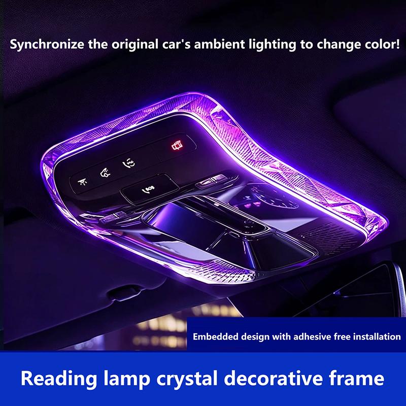 Car Reading Light Crystal Decorative Frame Ambient Light Trim Crystal Reading Light Frames Decor For Auto Interior Upgrade