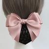 Korean Satin Bow Hairclip With Net Bun Ribbon Hair Bun Cover Headwear Hair Accessories Bowknot Snood Women Hairgrips