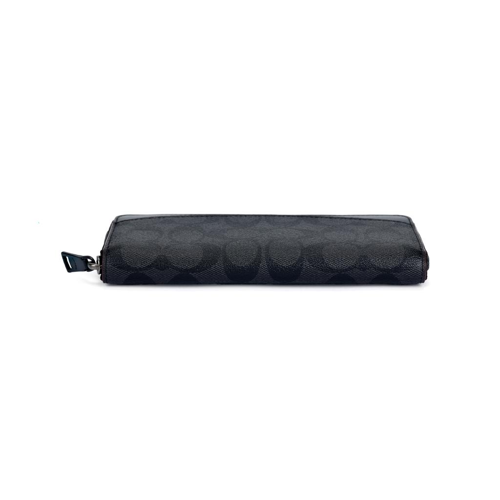 Coach Accordion Wallet 20 Classic Monogram Logo Embossed Coated Canvas Clutch Men Wallets Gray Black 25517-N3A