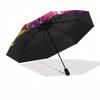 Vibrant Rainbow Lotus Mandala Wall Art Decor Umbrella, Cute Umbrella with Cute Design, Portable 3-Fold Compact Umbrella for Men & Women, Valentine's D