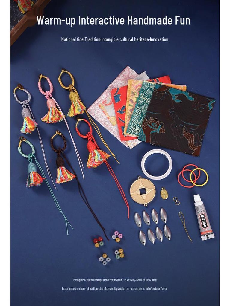 Ručně vyráběný DIY Imitace Songského brokátu Oboustranný přívěsek se starou mincí - Čínský styl Závěsná ozdoba do auta Dárek