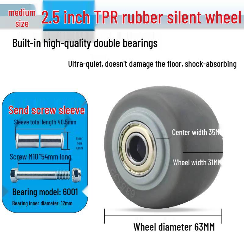 Nylon Swivel Caster Wheels: 2-6 inch Heavy-Duty Rubber & Flat Plate Options