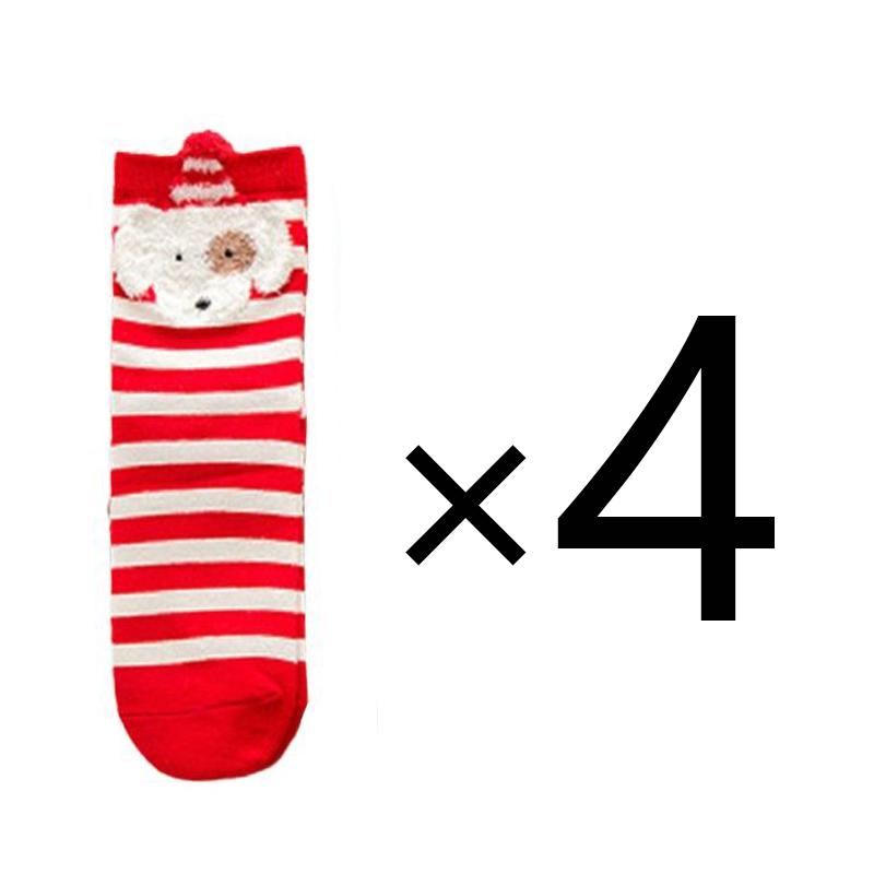 4 pares de calcetines navideños de invierno para mujer, calcetines festivos de animales de dibujos animados, regalos de Navidad para niñas y mujeres