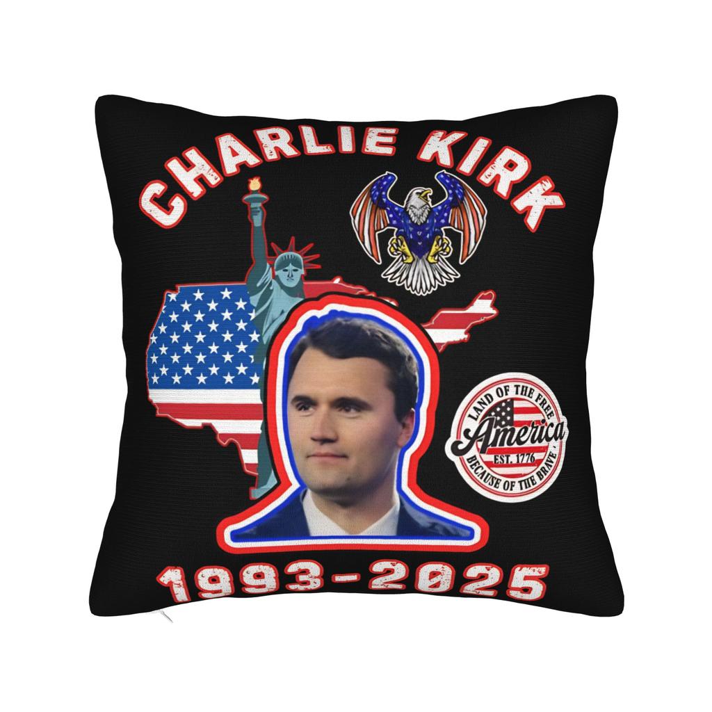 Charlie Kirk Bold Patriotic Stars Pillow Case Novelty Pillow Cover Custom Pillowcases For Office Car Home Decor