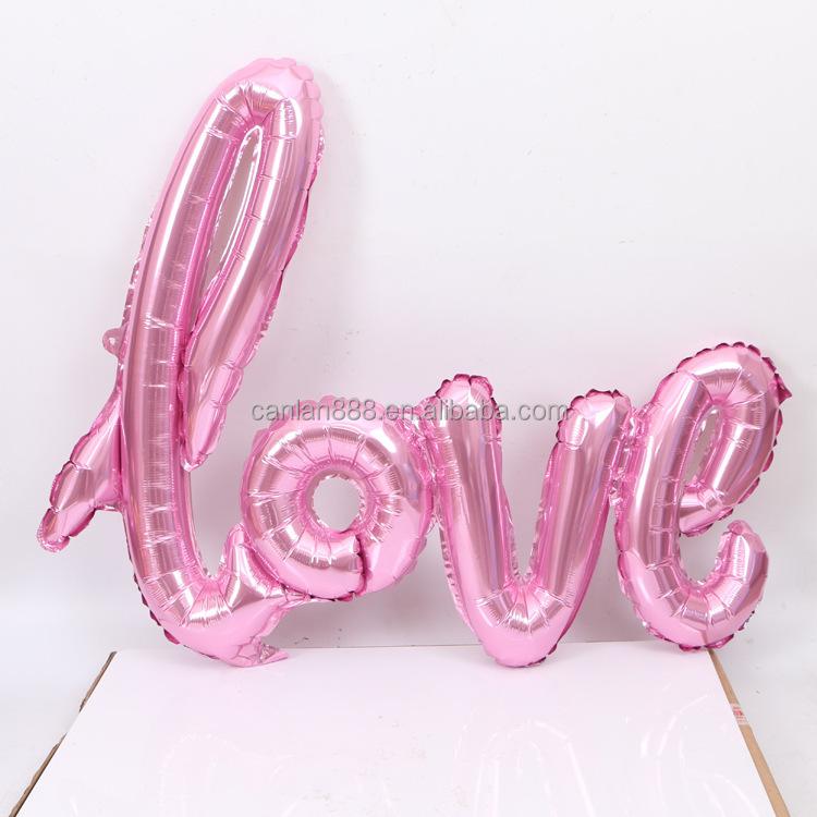 Handwritten Love Letter Conjoined Wedding Decoration Aluminum Foil Balloon for Valentines Day Love Balloon