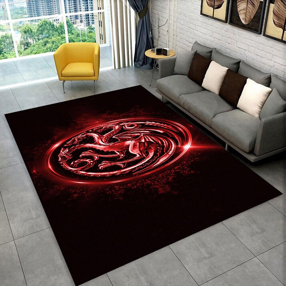Tappeto Area Tappeto Tappeto TV Film House of The Dragon per Casa Soggiorno Camera da Letto Divano Zerbino Decorazioni, Tappetino Antiscivolo per Giochi Bambini 3D