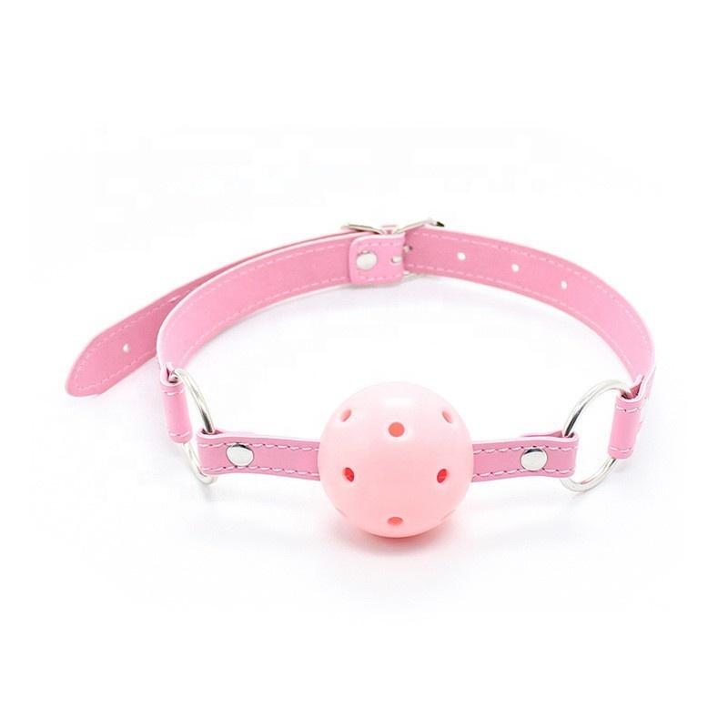 Bdsm Fetish Leather Sex Products Bondage Belt Mouth Ball Gag Plastic Ball Adult  Gags Erotic Sm Toys Open Mouth Gag For