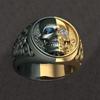 Exquisite zweifarbige blaue und weiße Totenkopf-Ringe für Männer, Punk-Hip-Hop-Zirkon-Ring, Party, Geburtstag, Jahrestag, Geschenk, ästhetischer Schmuck