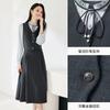 French fake two-piece spliced waist cinching dress