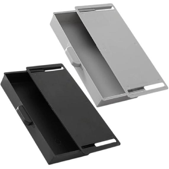2pcs Punch Storage Box Hidden Desktop Drawer Stationery Organizer Adhesive Desk Pencil Tray Plastic Tables Plastic Trays Drawers for under Desk 23.5x10.5x3.5cm