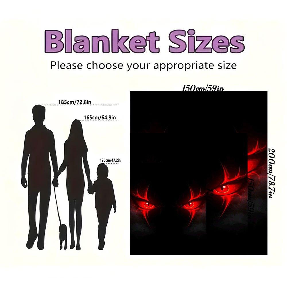 "Fiery Red Devil Eyes Phone Wallpaper"Blanket Flannel Throw Blanket for Sofa, Bed, Travel, Camping, Office