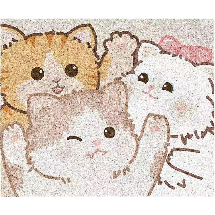 Cartoon Cat Non-slip Silk Loop Entrance Doormat