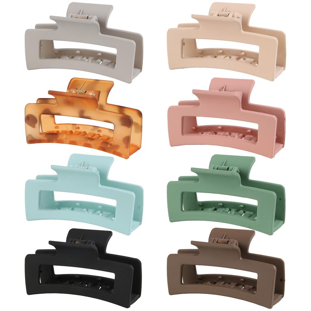 Matte Hair Clips for Women and Girls - Rectangle and Double Row Small Claw Clips for Thin/Medium Fine Hair - Nonslip Jaw Clips