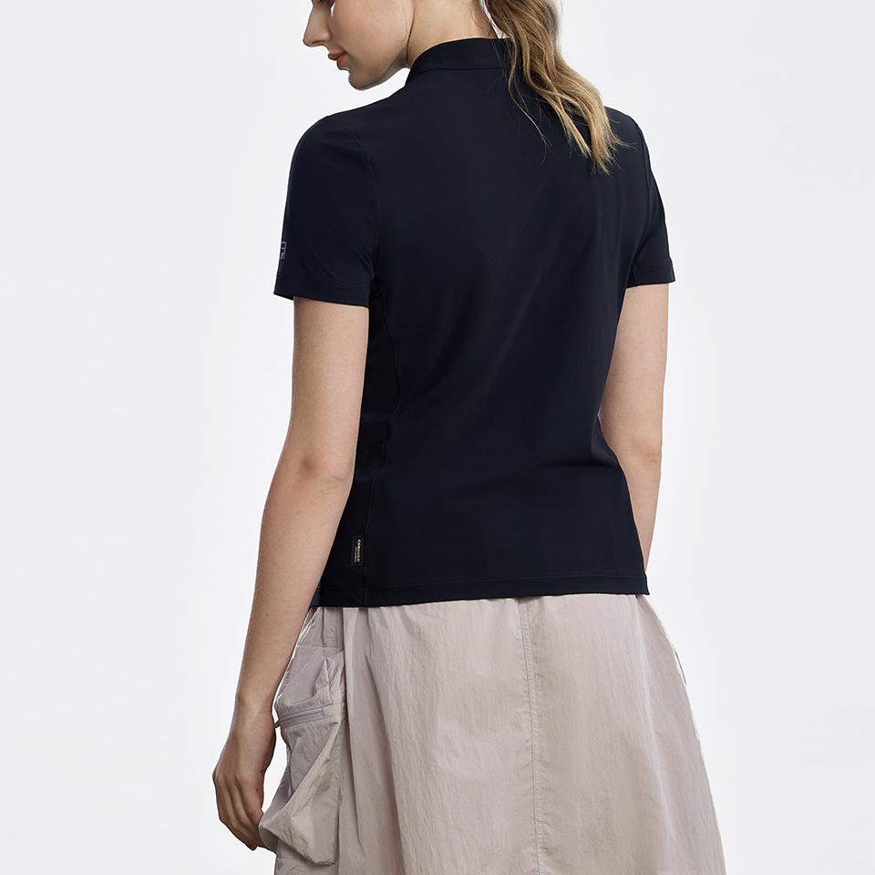 FILA Explore Solid Color Pullover Stand Collar Regular T-Shirt Women Tops A11W627104F-BK