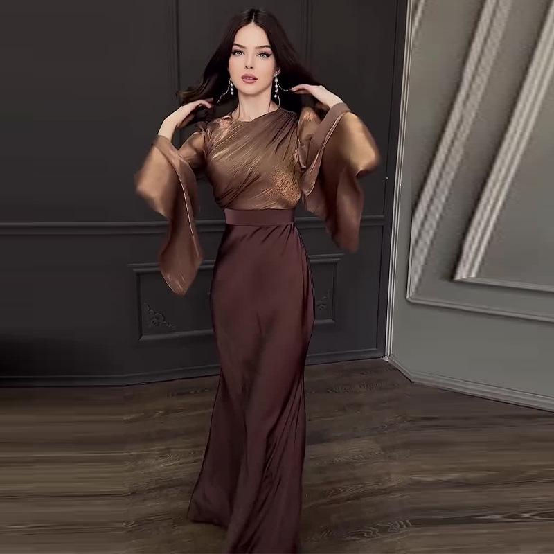 2024 Autumn Elegant Slim-Fit Spliced Glass Sand Dress for Women