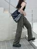 2024 Women's Retro Multi-Pocket Distressed Work Pants: Street-Style Slimming Straight Leg Long Trousers