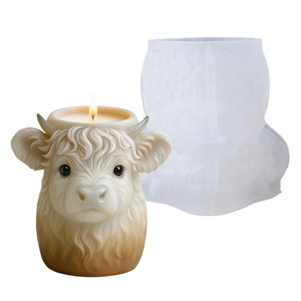 3D Süße Schottische Hochlandrind Silikonform DIY Kerzenhalterform Rinderform Dekor Herstellungswerkzeug Pflanzentopf Behälterform