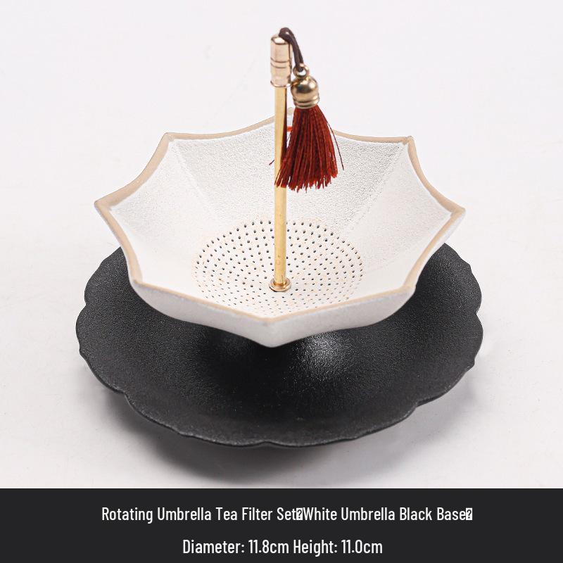 Blue and White Porcelain Umbrella Tea Strainer - Ceramic Tea Leaf Filter and Table Decoration.