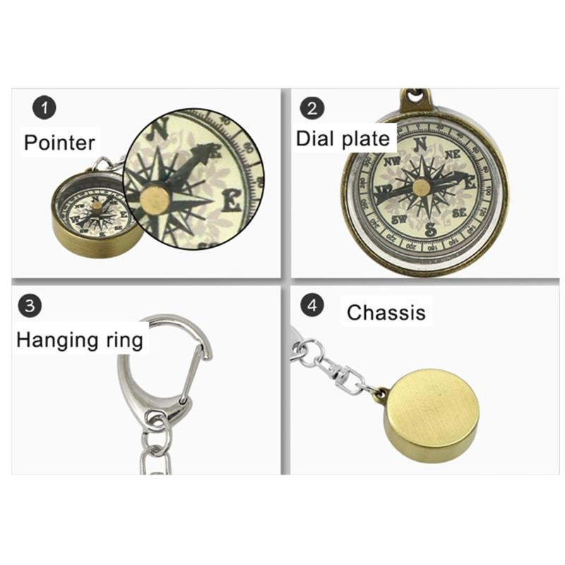 Portable Zinc Alloy Pocket Compasses With Keyring Camping Compasses Keychain Navigation Tool Climbing Equipment Enduring