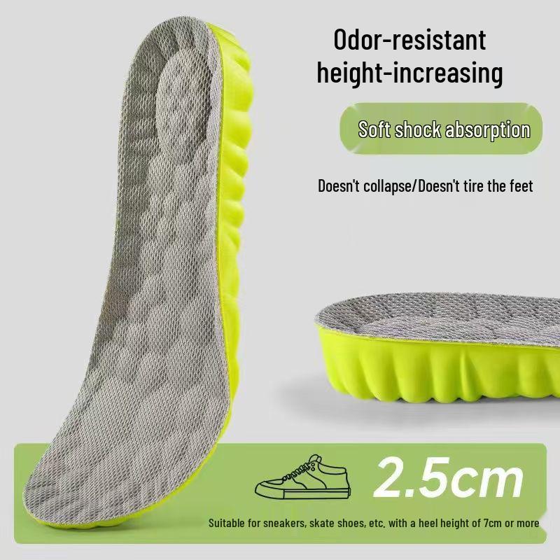 Men's Full Pad Height-Increasing Insoles: Anti-Odor, Non-Collapsing, Comfortable for Long Standing, Invisible Lift