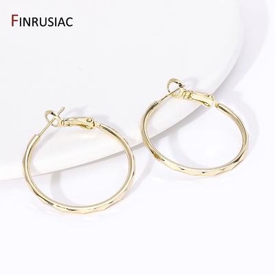 New Trendy 14K Gold Plated Brass Striped Hoop Earrings For Women Fashion Big Exaggerated Circle Earrings Engagement Jewelry