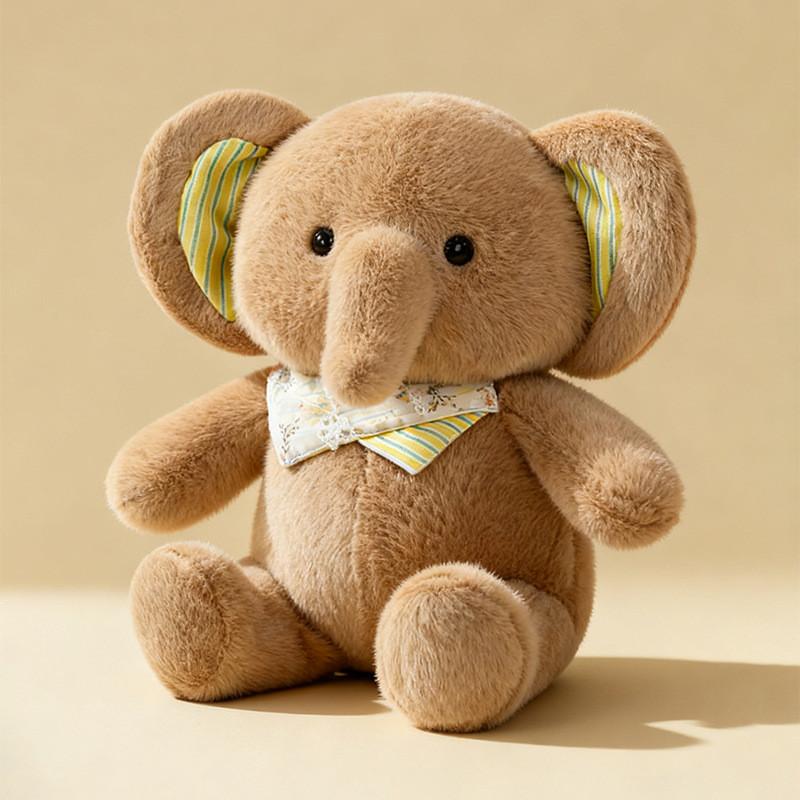 

Plush Elephant Toy With Soft Short Fur For Children And Babies коричневый
