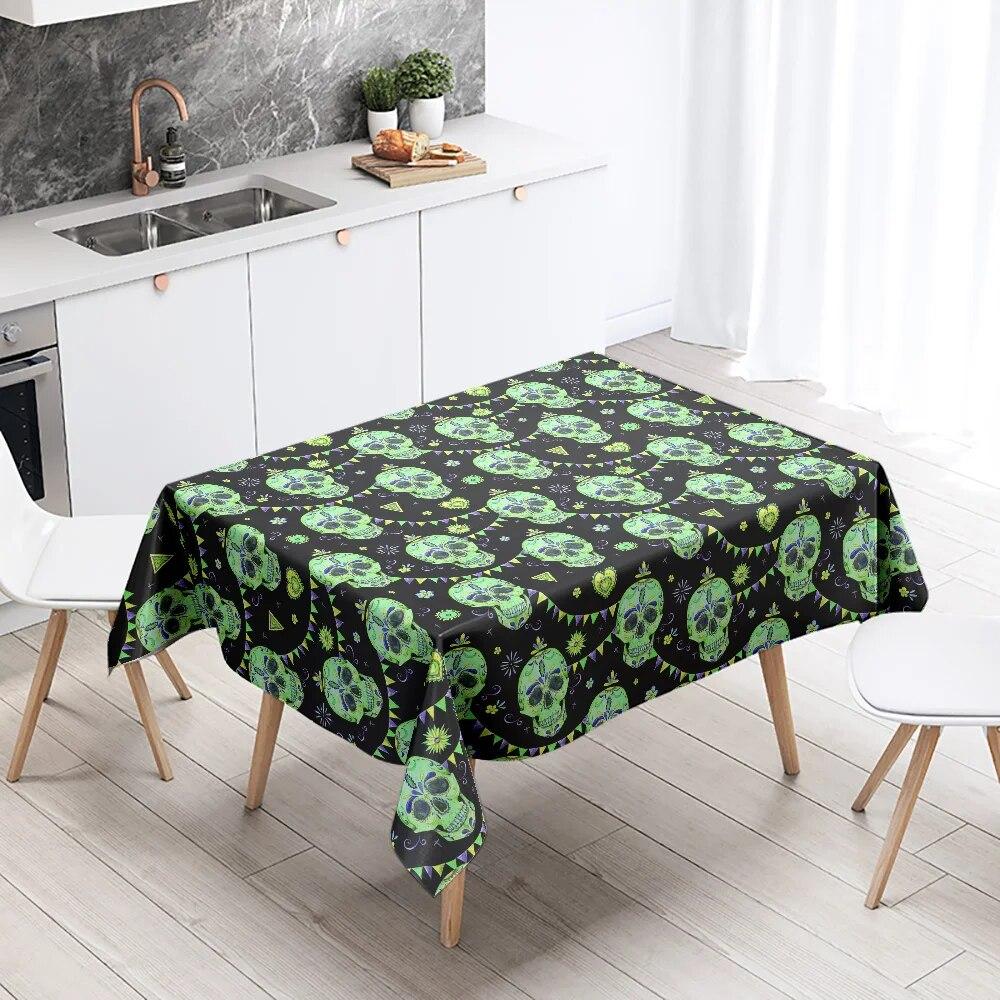 Party Skull Colorful Tablecloths Home Decor Stain Resistant Waterproof Table Decorations Rectangular Kitchen Fireplace Tops