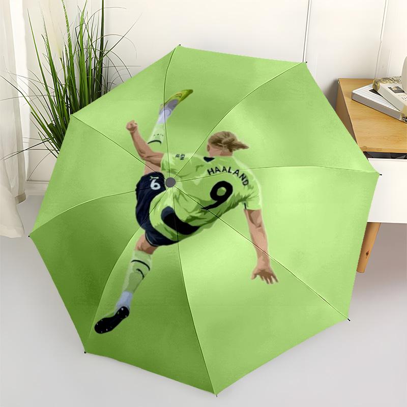 Soccer Player Action Portable Automatic Umbrella Folding Umbrella with 8 Ribs Sturdy Construction Travel Essential Fashionable Accessory