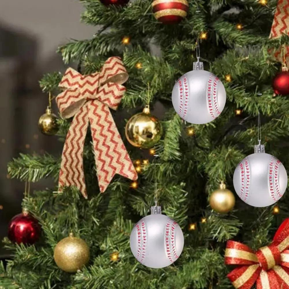 6 Stück Fußball Basketball Rugby Baseball Weihnachts-Hängekugeln Heim Weihnachtsdeko