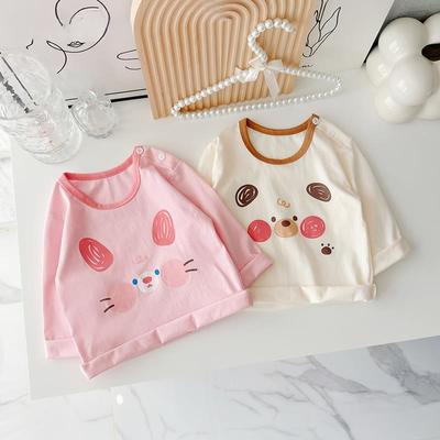 Dziewczęca koszulka z długim rękawem z czystej bawełny dla chłopców, dziecięca, jesienna odzież, piżama dla dzieci, jesienne bluzki