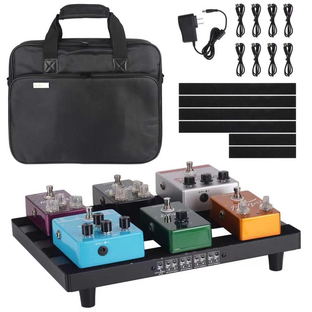 GOKKO Power Supply Effects Aluminum Durable and Includes Carrying Bag Built-in Pedalboard, Alloy, Ultra-lightweight (only 0.95kg), Long-lasting,