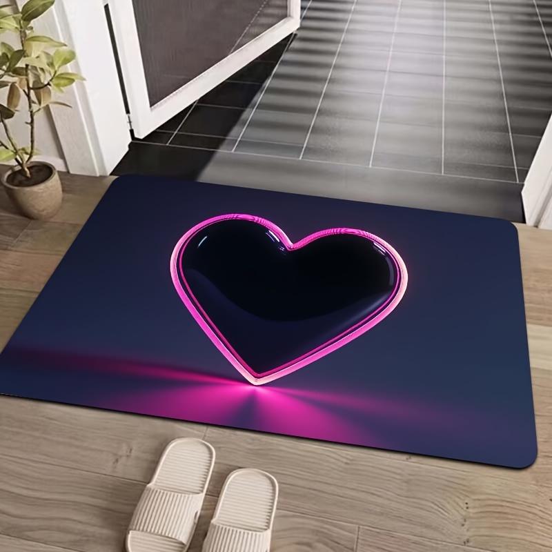 

Soft Touch, Chic Pink Heart-Shaped Area Rug - Versatile & Machine Washable for Gaming Room, Bathroom, Kitchen, Living Room, Bedr 40cm x 60cm