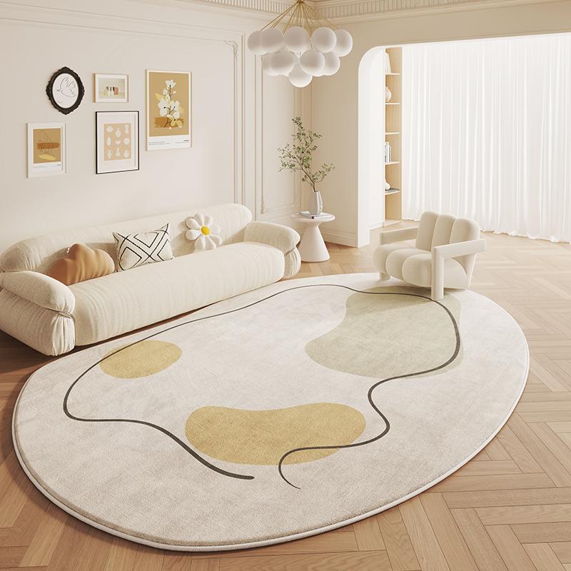 French Cream Style Shaped Carpet Living Room New High-grade Faux Cashmere Irregular Bedside Rugs Bedroom Floor Mats