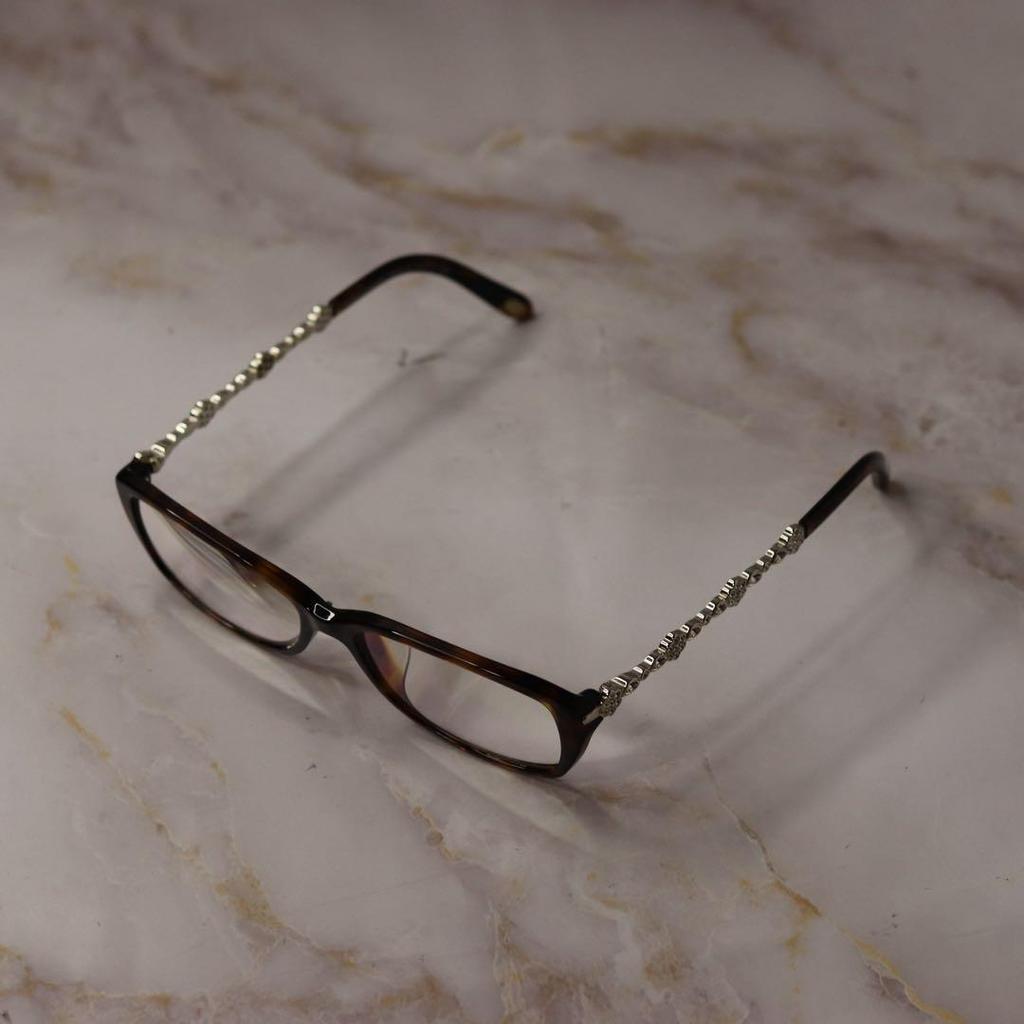 Used Tiffany archive y2k rhinestone tortoiseshell glasses case
