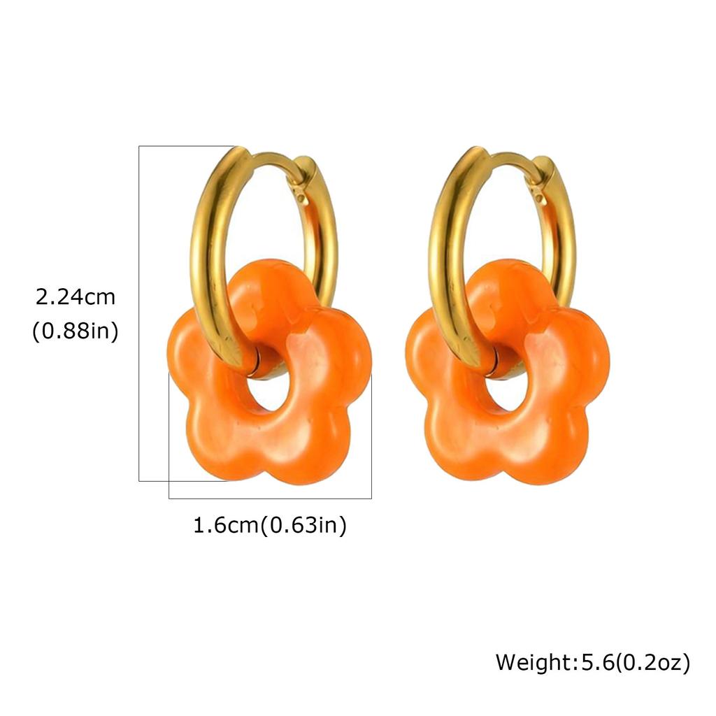 Flower Hoop Earrings for women 2-in-1 Design Detachable colorful Floral Charms 18K Gold Plated Stainless Steel Hoops