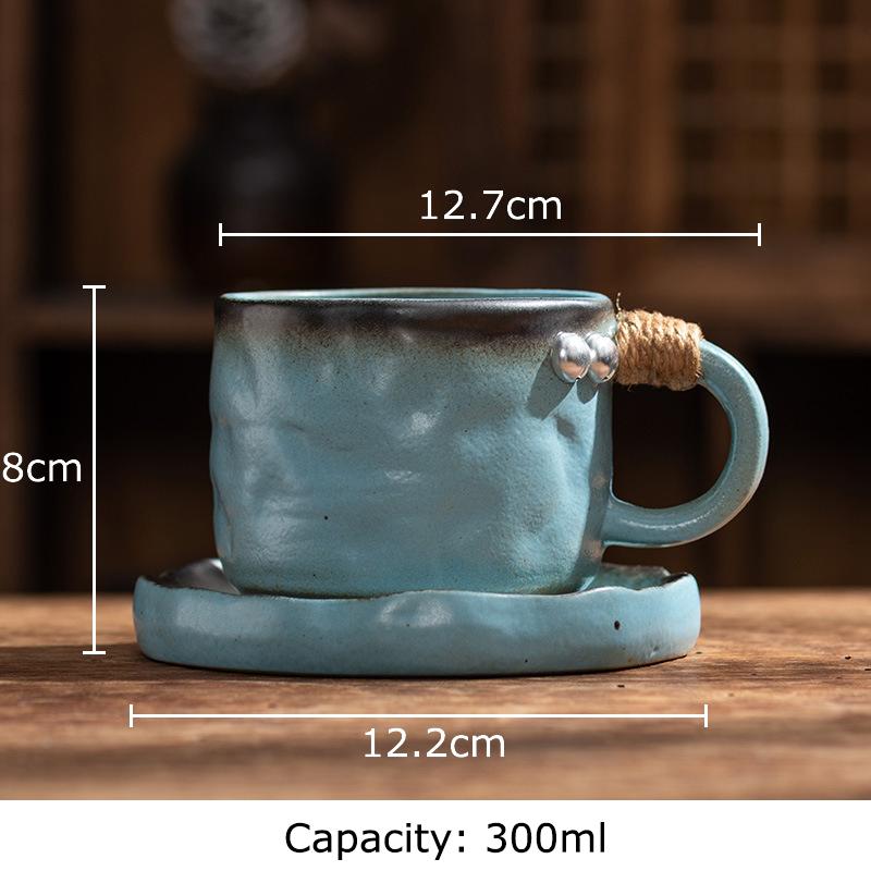 Retro Coarse Pottery Cup&saucer Classical Mugs Dining Table Coffee Mug Milk Cups Afternoon Tea Teacup Fruit Juice Container