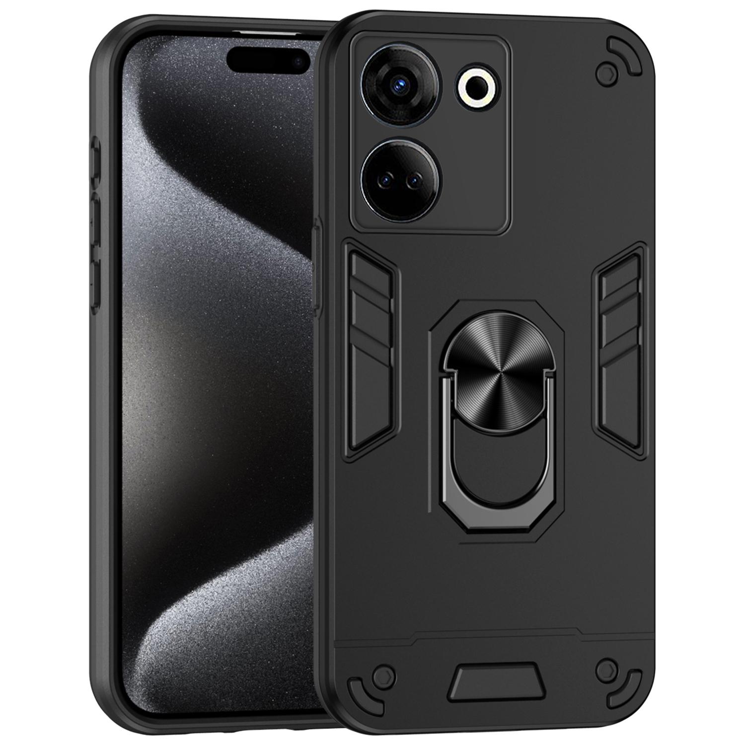 

For TECNO Camon 20 Pro 4G Case PC+TPU Armor Phone Cover with Kickstand Black